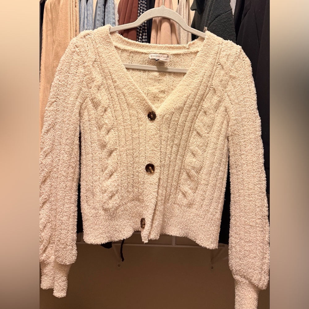 Sincerely Jules Cream Cable Knit Cardigan